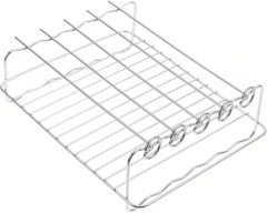 Air Fryer Rack Stainless Steel Oven Cooking Rack Barbecue Meat Drying Dishwasher Safe, comes with 5 Skewers,Rectangular Double Grill Holder, Heat Resistant and Easy to Clean,MY SHOP,Air Fryer Rack Stainless Steel Oven Cooking Rack Barbecue Meat Drying Dishwasher Safe, comes with 5 Skewers,Rectangular Double Grill Holder, Heat Resistant and Easy to Clean