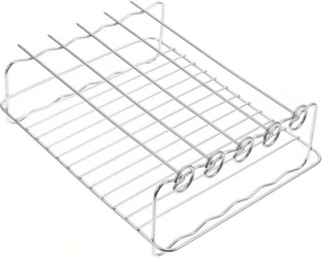 Air Fryer Rack Stainless Steel Oven Cooking Rack Barbecue Meat Drying Dishwasher Safe, comes with 5 Skewers,Rectangular Double Grill Holder, Heat Resistant and Easy to Clean,MY SHOP,Air Fryer Rack Stainless Steel Oven Cooking Rack Barbecue Meat Drying Dishwasher Safe, comes with 5 Skewers,Rectangular Double Grill Holder, Heat Resistant and Easy to Clean