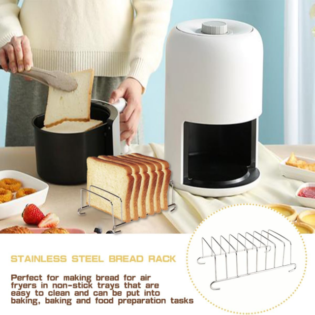 8 Slots Slice Toast Rack Holder, Stainless Steel Toast and Bread Rack​ Breakfast Carry erving Bread Loaf Stand, Rectangle Air Fryer Accessories,MY SHOP,8 Slots Slice Toast Rack Holder, Stainless Steel Toast and Bread Rack​ Breakfast Carry erving Bread Loaf Stand, Rectangle Air Fryer Accessories