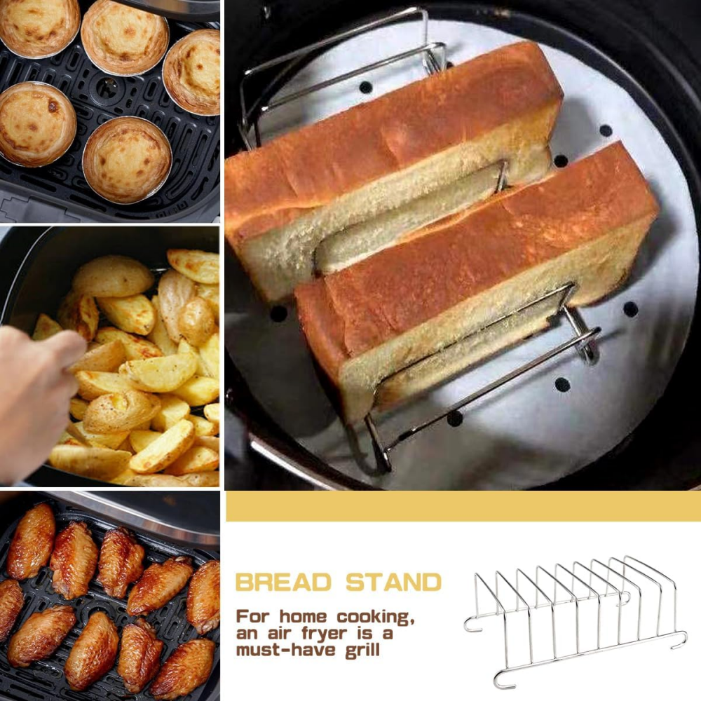 8 Slots Slice Toast Rack Holder, Stainless Steel Toast and Bread Rack​ Breakfast Carry erving Bread Loaf Stand, Rectangle Air Fryer Accessories,MY SHOP,8 Slots Slice Toast Rack Holder, Stainless Steel Toast and Bread Rack​ Breakfast Carry erving Bread Loaf Stand, Rectangle Air Fryer Accessories