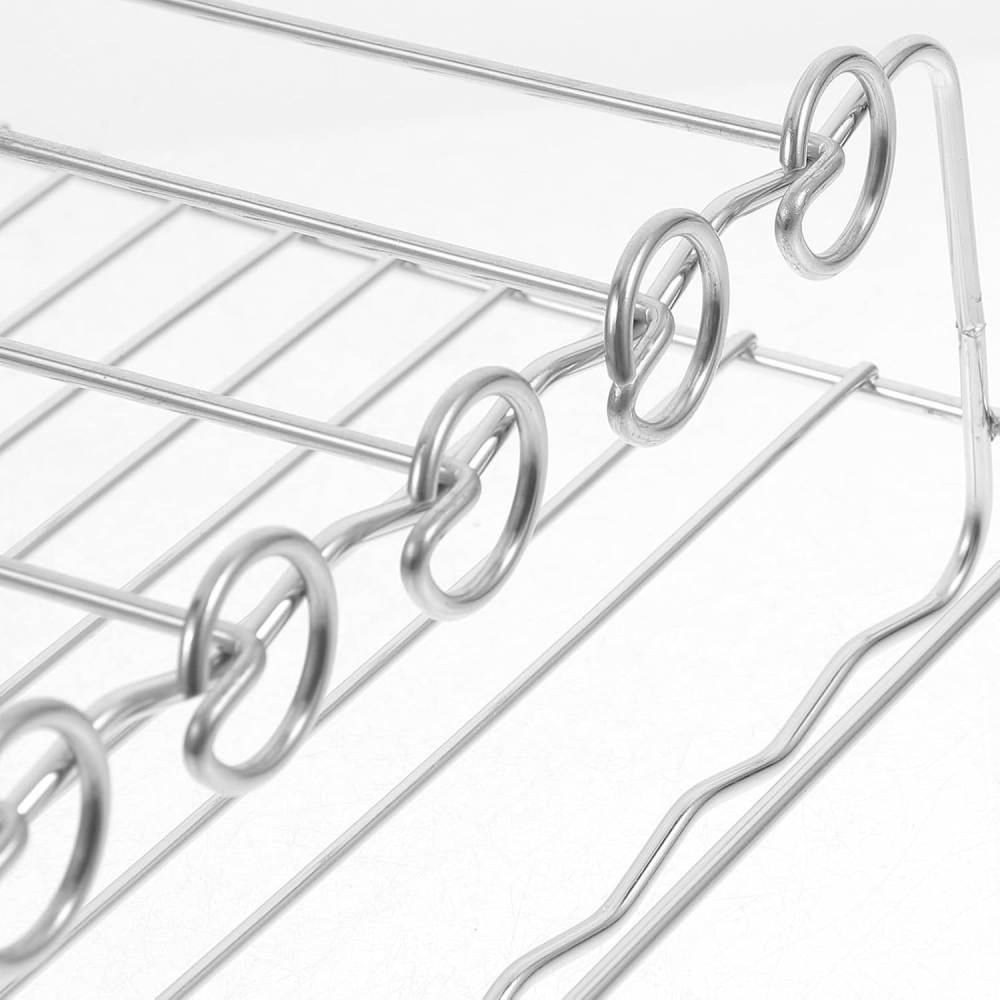 Air Fryer Rack Stainless Steel Oven Cooking Rack Barbecue Meat Drying Dishwasher Safe, comes with 5 Skewers,Rectangular Double Grill Holder, Heat Resistant and Easy to Clean,MY SHOP,Air Fryer Rack Stainless Steel Oven Cooking Rack Barbecue Meat Drying Dishwasher Safe, comes with 5 Skewers,Rectangular Double Grill Holder, Heat Resistant and Easy to Clean
