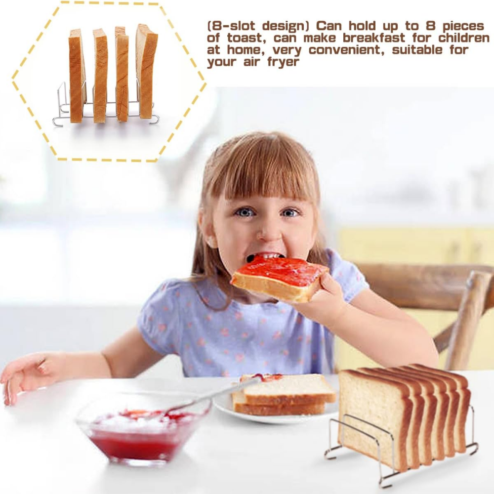 8 Slots Slice Toast Rack Holder, Stainless Steel Toast and Bread Rack​ Breakfast Carry erving Bread Loaf Stand, Rectangle Air Fryer Accessories,MY SHOP,8 Slots Slice Toast Rack Holder, Stainless Steel Toast and Bread Rack​ Breakfast Carry erving Bread Loaf Stand, Rectangle Air Fryer Accessories