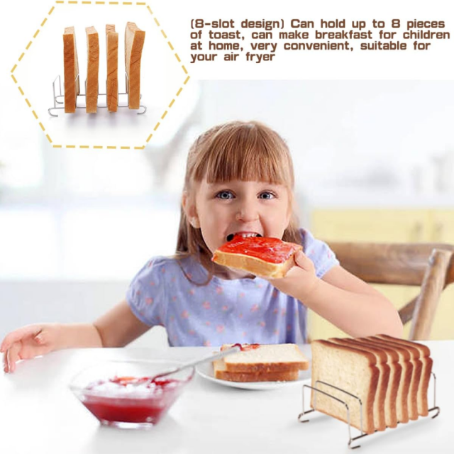 8 Slots Slice Toast Rack Holder, Stainless Steel Toast and Bread Rack​ Breakfast Carry erving Bread Loaf Stand, Rectangle Air Fryer Accessories,MY SHOP,8 Slots Slice Toast Rack Holder, Stainless Steel Toast and Bread Rack​ Breakfast Carry erving Bread Loaf Stand, Rectangle Air Fryer Accessories