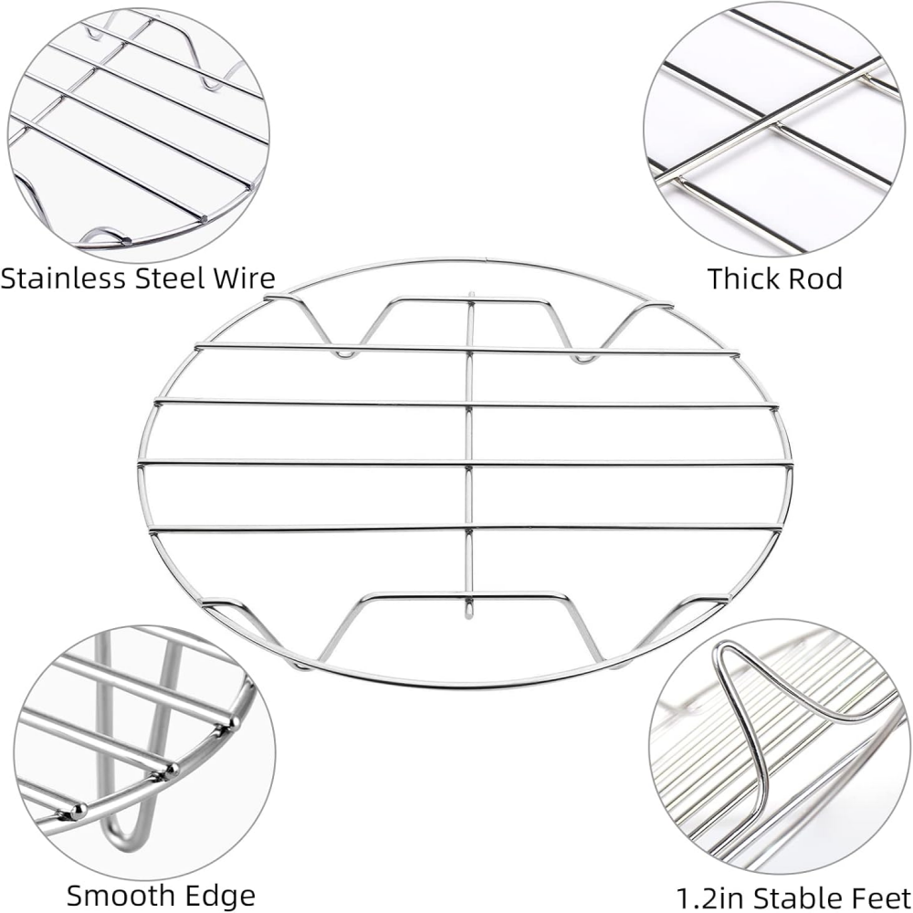 8 Inch Cooking Rack Round 304 Stainless Steel Cooling Racks Baking and Cooling Steaming Rack w Stand Cookware for Air Fryer Pressure Cooker Canning,MY SHOP,8 Inch Cooking Rack Round 304 Stainless Steel Cooling Racks Baking and Cooling Steaming Rack w Stand Cookware for Air Fryer Pressure Cooker Canning