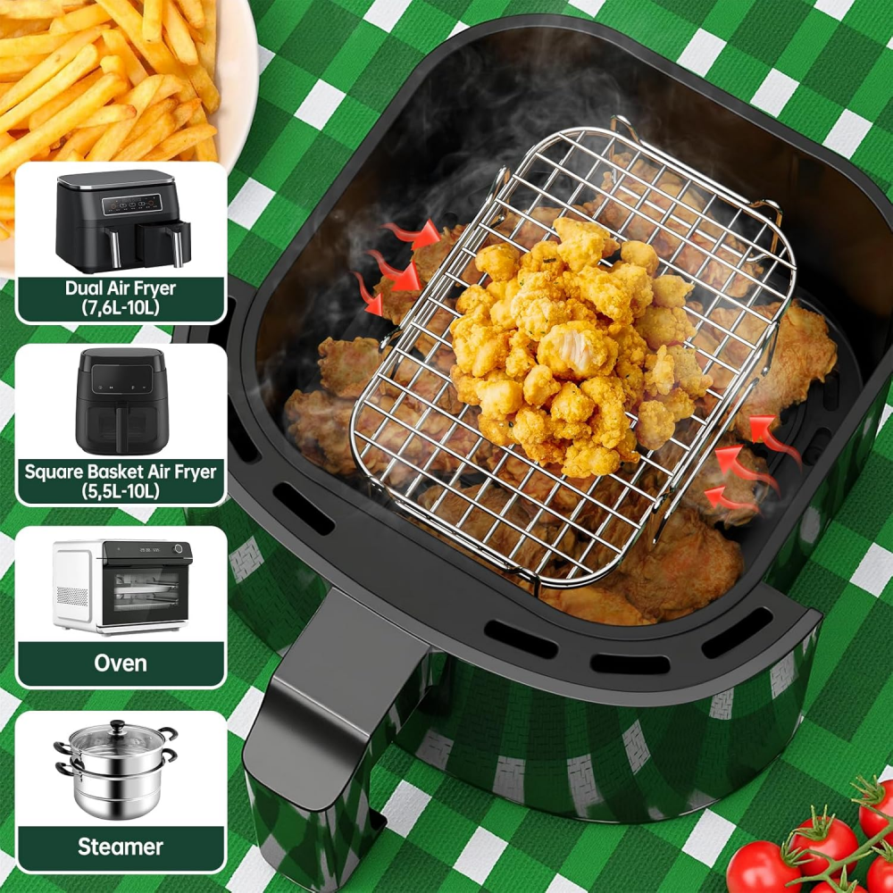 Air Fryer Racks Air Fryer Accessories Compatible with Ninja Food Dual Zone Air Fryer [AF300EU] [AF400EU] 304 Stainless Steel,Compatible with Most Hot Air Fryers, comes with 4 Skewers,MY SHOP,Air Fryer Racks Air Fryer Accessories Compatible with Ninja Food Dual Zone Air Fryer [AF300EU] [AF400EU] 304 Stainless Steel,Compatible with Most Hot Air Fryers, comes with 4 Skewers