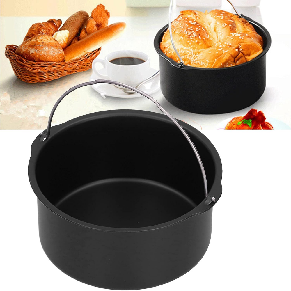 Cake Barrel, Universal Air Fryer Cake Barrel Tin Round Non-Stick Baking Mould Cake Baking Tray Air Fryer Accessories with Handle for Baking Cakes,Bread Baking Basket Black Round Pizza Pan (6/7/ 8 Inches),MY SHOP,Cake Barrel, Universal Air Fryer Cake Barrel Tin Round Non-Stick Baking Mould Cake Baking Tray Air Fryer Accessories with Handle for Baking Cakes,Bread Baking Basket Black Round Pizza Pan (6/7/ 8 Inches)