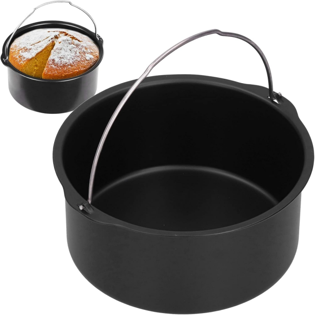 Cake Barrel, Universal Air Fryer Cake Barrel Tin Round Non-Stick Baking Mould Cake Baking Tray Air Fryer Accessories with Handle for Baking Cakes,Bread Baking Basket Black Round Pizza Pan (6/7/ 8 Inches),MY SHOP,Cake Barrel, Universal Air Fryer Cake Barrel Tin Round Non-Stick Baking Mould Cake Baking Tray Air Fryer Accessories with Handle for Baking Cakes,Bread Baking Basket Black Round Pizza Pan (6/7/ 8 Inches)
