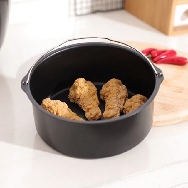 Cake Barrel, Universal Air Fryer Cake Barrel Tin Round Non-Stick Baking Mould Cake Baking Tray Air Fryer Accessories with Handle for Baking Cakes,Bread Baking Basket Black Round Pizza Pan (6/7/ 8 Inches),MY SHOP,Cake Barrel, Universal Air Fryer Cake Barrel Tin Round Non-Stick Baking Mould Cake Baking Tray Air Fryer Accessories with Handle for Baking Cakes,Bread Baking Basket Black Round Pizza Pan (6/7/ 8 Inches)