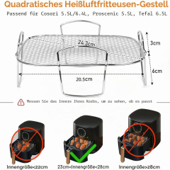 Air Fryer Rack for Cosori 5.5L, Square Air Fryer Accessories, Stainless Steel Air Fryer Rack for Instant Vortex Plus 8.5L, Cosori 6.4L, Gourmia 6.7L, Tefal 6.5L Airfryer Cooking,MY SHOP,Air Fryer Rack for Cosori 5.5L, Square Air Fryer Accessories, Stainless Steel Air Fryer Rack for Instant Vortex Plus 8.5L, Cosori 6.4L, Gourmia 6.7L, Tefal 6.5L Airfryer Cooking