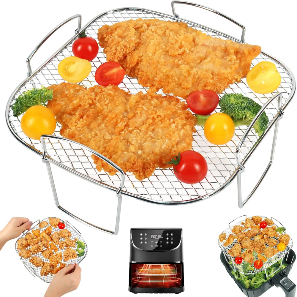 Air Fryer Rack for Cosori 5.5L, Square Air Fryer Accessories, Stainless Steel Air Fryer Rack for Instant Vortex Plus 8.5L, Cosori 6.4L, Gourmia 6.7L, Tefal 6.5L Airfryer Cooking,MY SHOP,Air Fryer Rack for Cosori 5.5L, Square Air Fryer Accessories, Stainless Steel Air Fryer Rack for Instant Vortex Plus 8.5L, Cosori 6.4L, Gourmia 6.7L, Tefal 6.5L Airfryer Cooking