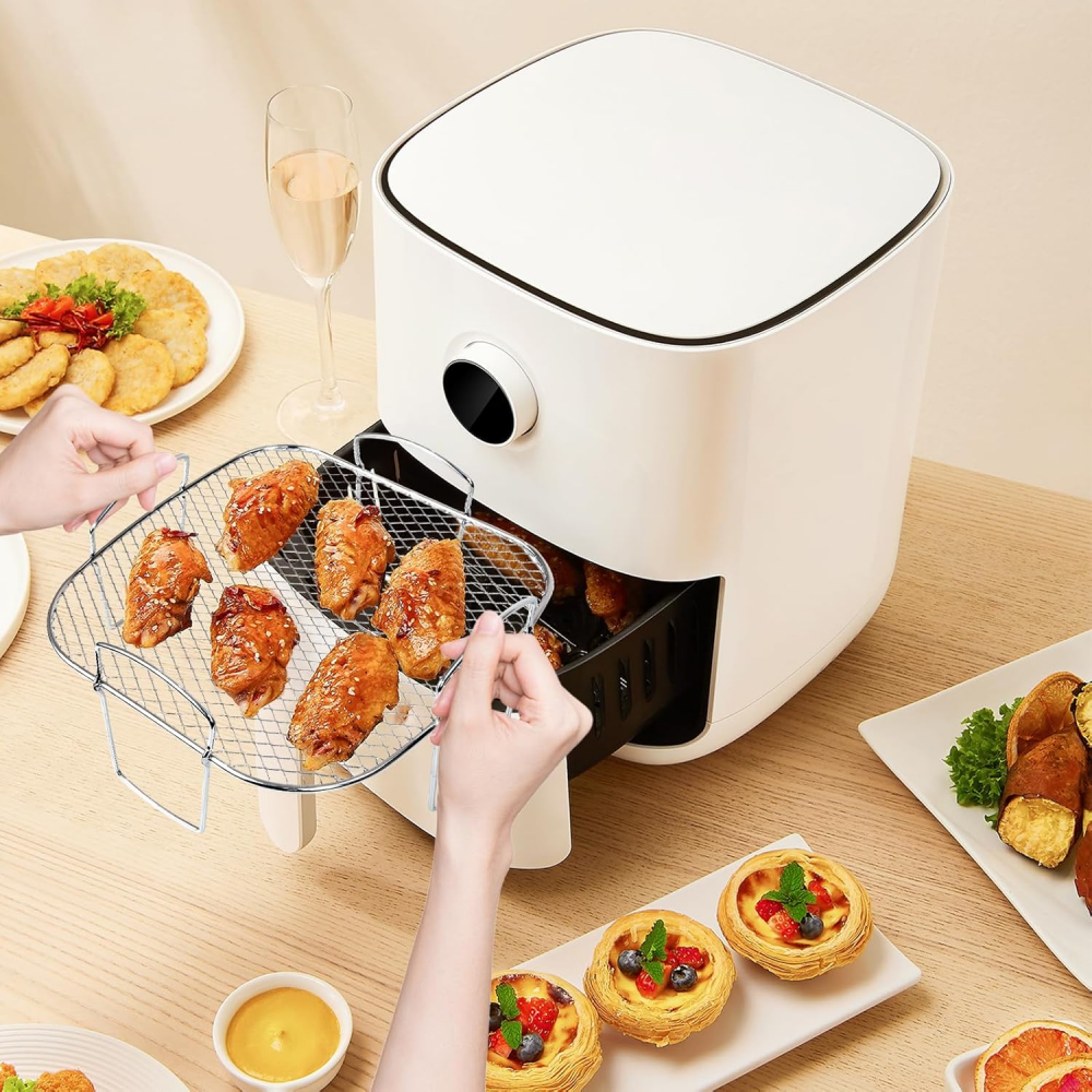 Air Fryer Rack for Cosori 5.5L, Square Air Fryer Accessories, Stainless Steel Air Fryer Rack for Instant Vortex Plus 8.5L, Cosori 6.4L, Gourmia 6.7L, Tefal 6.5L Airfryer Cooking,MY SHOP,Air Fryer Rack for Cosori 5.5L, Square Air Fryer Accessories, Stainless Steel Air Fryer Rack for Instant Vortex Plus 8.5L, Cosori 6.4L, Gourmia 6.7L, Tefal 6.5L Airfryer Cooking