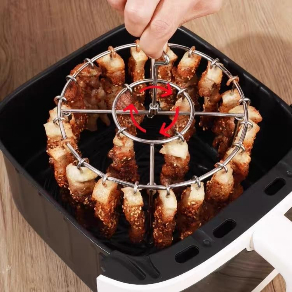 Round Air Fryer Grill with 24 Steel Sticks Food Grade Stainless Steel Cooking Rack Portable Vertical Household Skewer Grill for Air Fryers Ovens,MY SHOP,Round Air Fryer Grill with 24 Steel Sticks Food Grade Stainless Steel Cooking Rack Portable Vertical Household Skewer Grill for Air Fryers Ovens