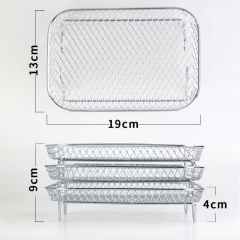 Set of 3 Stackable 304 Stainless Steel Cooking Grate & Baking Tray for Air Fryers Universal for Hot Air Fryers Dishwasher Safe & Multi-layer (Rectangle),MY SHOP,Set of 3 Stackable 304 Stainless Steel Cooking Grate & Baking Tray for Air Fryers Universal for Hot Air Fryers Dishwasher Safe & Multi-layer (Rectangle)