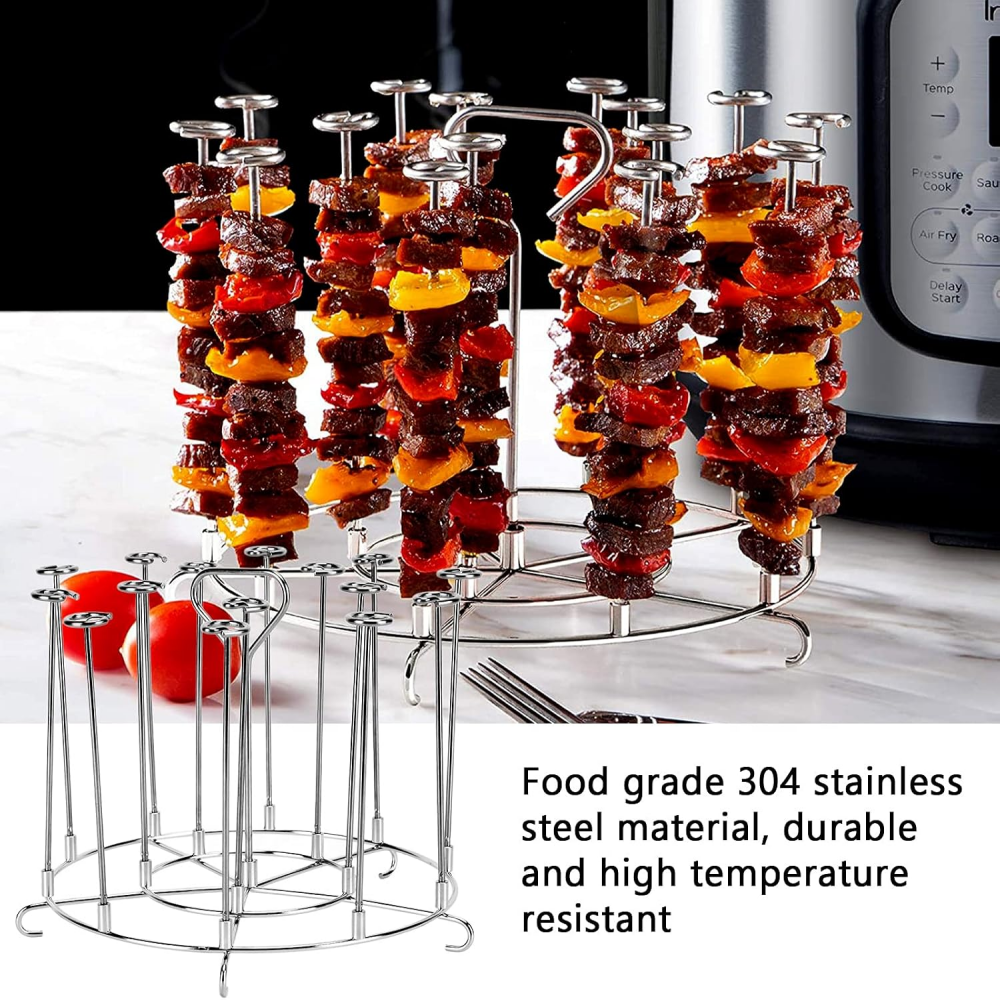 Round Air Fryer Grill with 24 Steel Sticks Food Grade Stainless Steel Cooking Rack Portable Vertical Household Skewer Grill for Air Fryers Ovens,MY SHOP,Round Air Fryer Grill with 24 Steel Sticks Food Grade Stainless Steel Cooking Rack Portable Vertical Household Skewer Grill for Air Fryers Ovens