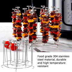 Round Air Fryer Grill with 24 Steel Sticks Food Grade Stainless Steel Cooking Rack Portable Vertical Household Skewer Grill for Air Fryers Ovens,MY SHOP,Round Air Fryer Grill with 24 Steel Sticks Food Grade Stainless Steel Cooking Rack Portable Vertical Household Skewer Grill for Air Fryers Ovens