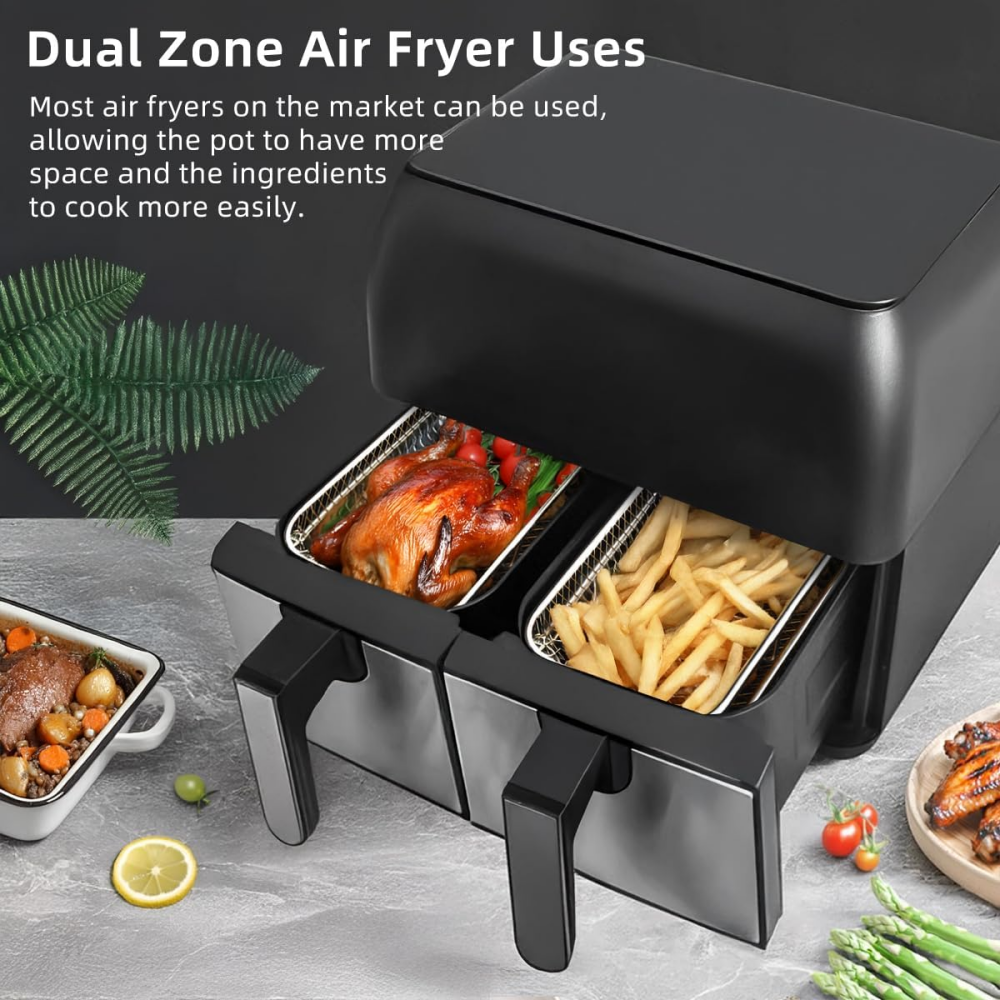 Set of 3 Stackable 304 Stainless Steel Cooking Grate & Baking Tray for Air Fryers Universal for Hot Air Fryers Dishwasher Safe & Multi-layer (Rectangle),MY SHOP,Set of 3 Stackable 304 Stainless Steel Cooking Grate & Baking Tray for Air Fryers Universal for Hot Air Fryers Dishwasher Safe & Multi-layer (Rectangle)