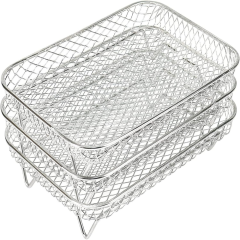 Set of 3 Stackable 304 Stainless Steel Cooking Grate & Baking Tray for Air Fryers Universal for Hot Air Fryers Dishwasher Safe & Multi-layer (Rectangle),MY SHOP,Set of 3 Stackable 304 Stainless Steel Cooking Grate & Baking Tray for Air Fryers Universal for Hot Air Fryers Dishwasher Safe & Multi-layer (Rectangle)