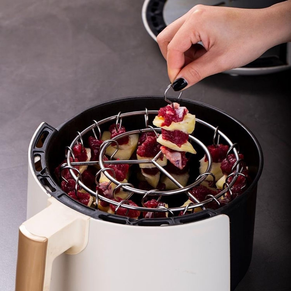Round Air Fryer Grill with 24 Steel Sticks Food Grade Stainless Steel Cooking Rack Portable Vertical Household Skewer Grill for Air Fryers Ovens,MY SHOP,Round Air Fryer Grill with 24 Steel Sticks Food Grade Stainless Steel Cooking Rack Portable Vertical Household Skewer Grill for Air Fryers Ovens