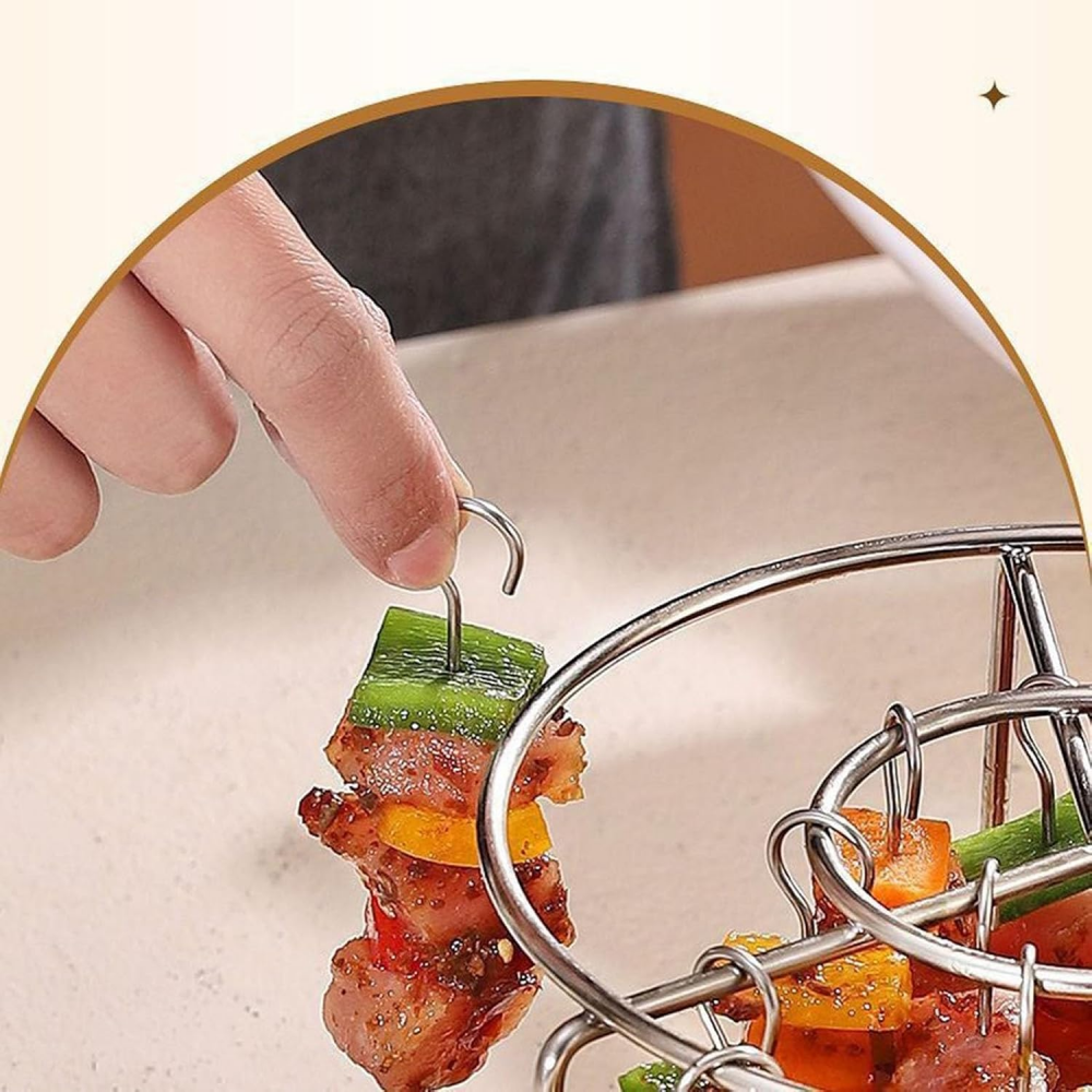 Round Air Fryer Grill with 24 Steel Sticks Food Grade Stainless Steel Cooking Rack Portable Vertical Household Skewer Grill for Air Fryers Ovens,MY SHOP,Round Air Fryer Grill with 24 Steel Sticks Food Grade Stainless Steel Cooking Rack Portable Vertical Household Skewer Grill for Air Fryers Ovens