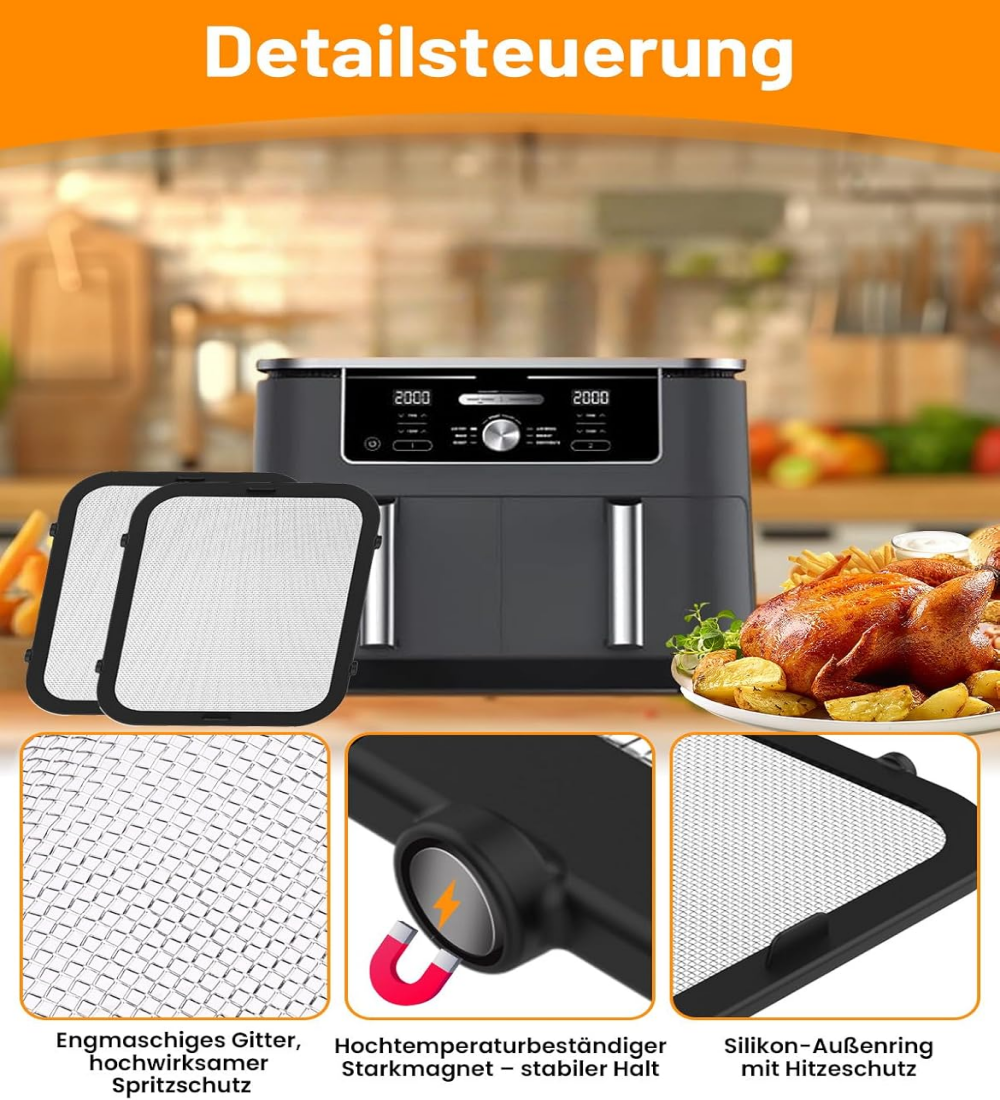 Stainless Steel Splash Guards Hot Air Fryer Accessories Compatible with Ninja Foodi Max Dual Zone AF400EU & AF451EU Airfryer, Fine Mesh Grease Splash Guard for Air Fryer with Silicone Exterior,MY SHOP,Stainless Steel Splash Guards Hot Air Fryer Accessories Compatible with Ninja Foodi Max Dual Zone AF400EU & AF451EU Airfryer, Fine Mesh Grease Splash Guard for Air Fryer with Silicone Exterior