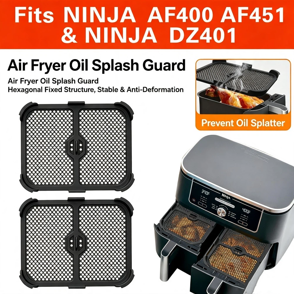 Hot Air Fryer Splash Guard for Ninja Foodi MAX Dual Zone 9.5 L AF400EU/ AF451/DZ401 | Reusable Airfryer Accessories for Ninja 9.5L AF400EU Grid Against Syringes,MY SHOP,Hot Air Fryer Splash Guard for Ninja Foodi MAX Dual Zone 9.5 L AF400EU/ AF451/DZ401 | Reusable Airfryer Accessories for Ninja 9.5L AF400EU Grid Against Syringes