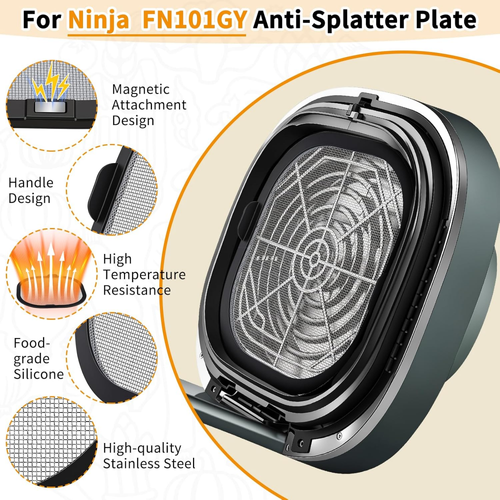 Stainless Steel Splatter Shield for Ninja Crispi Pro Air Fryer AS101 | Magnetic Splatter Screen for Ninja Crispi Pro Accessories Reusable Air Fryer Replacement Parts,MY SHOP,Stainless Steel Splatter Shield for Ninja Crispi Pro Air Fryer AS101 | Magnetic Splatter Screen for Ninja Crispi Pro Accessories Reusable Air Fryer Replacement Parts