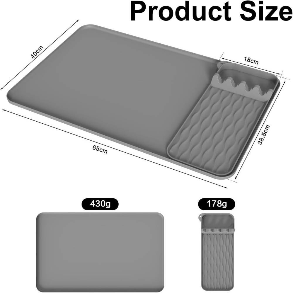 2-IN-1 Silicone Heat Resistant Mats for Countertop, 25x15" Air Fryer Mat | with Utensil Holder Pad, Compatible with Ninja, Cosori, Chefman, Kitchen Countertop Protector for Travel,MY SHOP,2-IN-1 Silicone Heat Resistant Mats for Countertop, 25x15" Air Fryer Mat | with Utensil Holder Pad, Compatible with Ninja, Cosori, Chefman, Kitchen Countertop Protector for Travel