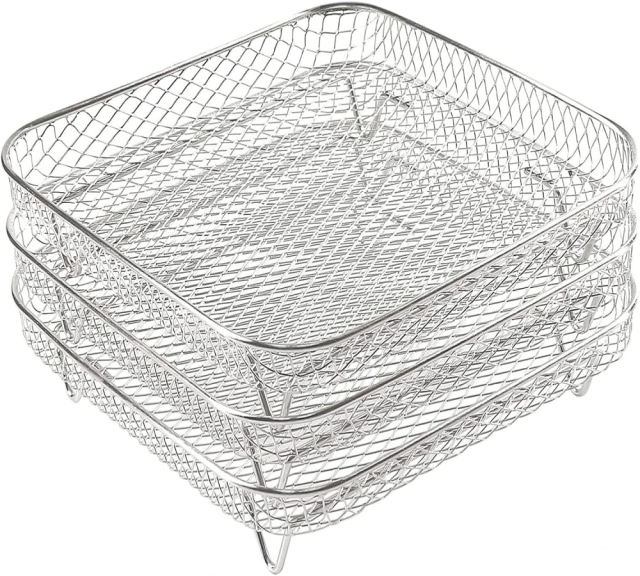 Hot Air Fryer Grill Grate Accessories, Cooking Grate and Steaming Rack on 304 Stainless Steel Fit 3.5-5.8QT, Dehydrate Rack Airfryer Grill Pan Air Fryers for Ninja Power Airfryer ( 20 x 20 x 4 cm),MY SHOP,Hot Air Fryer Grill Grate Accessories, Cooking Grate and Steaming Rack on 304 Stainless Steel Fit 3.5-5.8QT, Dehydrate Rack Airfryer Grill Pan Air Fryers for Ninja Power Airfryer ( 20 x 20 x 4 cm)