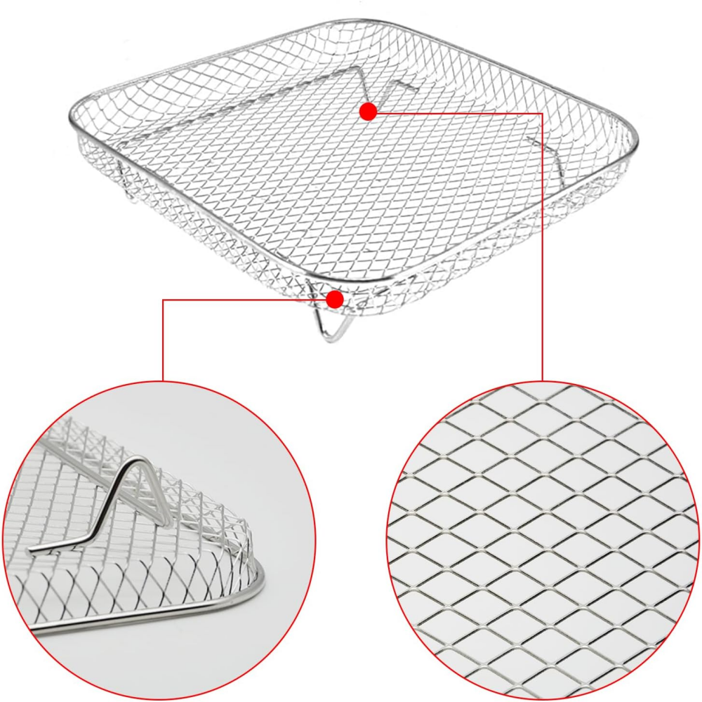 Hot Air Fryer Grill Grate Accessories, Cooking Grate and Steaming Rack on 304 Stainless Steel Fit 3.5-5.8QT, Dehydrate Rack Airfryer Grill Pan Air Fryers for Ninja Power Airfryer ( 20 x 20 x 4 cm),MY SHOP,Hot Air Fryer Grill Grate Accessories, Cooking Grate and Steaming Rack on 304 Stainless Steel Fit 3.5-5.8QT, Dehydrate Rack Airfryer Grill Pan Air Fryers for Ninja Power Airfryer ( 20 x 20 x 4 cm)