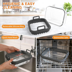 Air Fryer Glass Liner Reusable, Casserole Dish Airfryer for Cosori Hot Air Fryer 2 Chambers/Ninja Hot Air Fryer AF400EU/SL400EU/AF500EU/Glass Airfryer Accessories, BPA-Free, Removable Silicone Ring,MY SHOP,Air Fryer Glass Liner Reusable, Casserole Dish Airfryer for Cosori Hot Air Fryer 2 Chambers/Ninja Hot Air Fryer AF400EU/SL400EU/AF500EU/Glass Airfryer Accessories, BPA-Free, Removable Silicone Ring