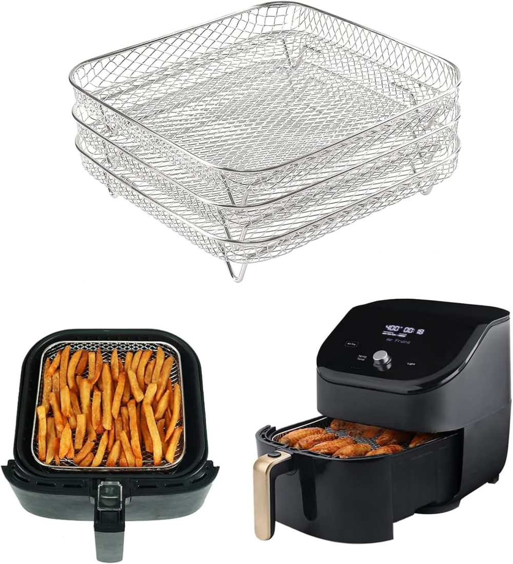 Hot Air Fryer Grill Grate Accessories, Cooking Grate and Steaming Rack on 304 Stainless Steel Fit 3.5-5.8QT, Dehydrate Rack Airfryer Grill Pan Air Fryers for Ninja Power Airfryer ( 20 x 20 x 4 cm),MY SHOP,Hot Air Fryer Grill Grate Accessories, Cooking Grate and Steaming Rack on 304 Stainless Steel Fit 3.5-5.8QT, Dehydrate Rack Airfryer Grill Pan Air Fryers for Ninja Power Airfryer ( 20 x 20 x 4 cm)