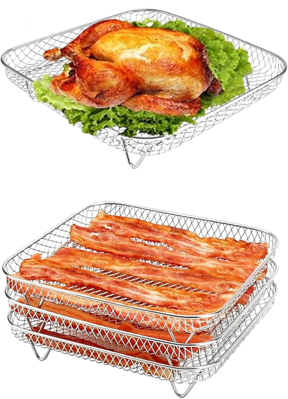 Hot Air Fryer Grill Grate Accessories, Cooking Grate and Steaming Rack on 304 Stainless Steel Fit 3.5-5.8QT, Dehydrate Rack Airfryer Grill Pan Air Fryers for Ninja Power Airfryer ( 20 x 20 x 4 cm),MY SHOP,Hot Air Fryer Grill Grate Accessories, Cooking Grate and Steaming Rack on 304 Stainless Steel Fit 3.5-5.8QT, Dehydrate Rack Airfryer Grill Pan Air Fryers for Ninja Power Airfryer ( 20 x 20 x 4 cm)