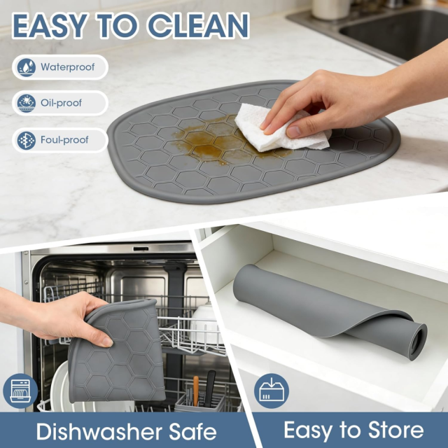 Heat Resistant Mat for Ninja Crispi Pro 6-in-1 Glass Air Fryer, Anti-slip Countertop Protector Silicone Mat Compatible with Ninja Crispi Pro Base, Dishwasher Safe, Grey & Black,MY SHOP,Heat Resistant Mat for Ninja Crispi Pro 6-in-1 Glass Air Fryer, Anti-slip Countertop Protector Silicone Mat Compatible with Ninja Crispi Pro Base, Dishwasher Safe, Grey & Black