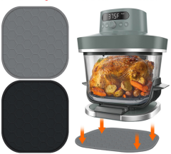 Heat Resistant Mat for Ninja Crispi Pro 6-in-1 Glass Air Fryer, Anti-slip Countertop Protector Silicone Mat Compatible with Ninja Crispi Pro Base, Dishwasher Safe, Grey & Black,MY SHOP,Heat Resistant Mat for Ninja Crispi Pro 6-in-1 Glass Air Fryer, Anti-slip Countertop Protector Silicone Mat Compatible with Ninja Crispi Pro Base, Dishwasher Safe, Grey & Black