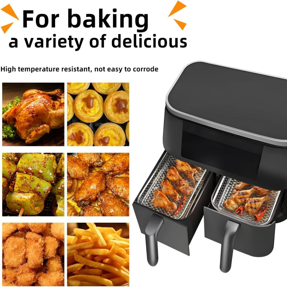 8 inch Square Air Fryer Rack Stainless Steel 2 Tier Stackable Dehydrator Racks Bacon Accessories for Ninja, Oven, Double Drawer Air Fryer Basket Grill Rack, Ninja Foodi Grill,MY SHOP,8 inch Square Air Fryer Rack Stainless Steel 2 Tier Stackable Dehydrator Racks Bacon Accessories for Ninja, Oven, Double Drawer Air Fryer Basket Grill Rack, Ninja Foodi Grill