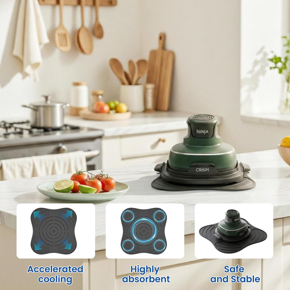 Fireproof Non-Slip Mat for Ninja Crispi Accessories (27.5 x 27.2 x 0.4 cm), Dishwasher Safe Silicone Mat Pan Protector for Ninja FN101GY Air Fryer Kitchen Appliances,MY SHOP,Fireproof Non-Slip Mat for Ninja Crispi Accessories (27.5 x 27.2 x 0.4 cm), Dishwasher Safe Silicone Mat Pan Protector for Ninja FN101GY Air Fryer Kitchen Appliances