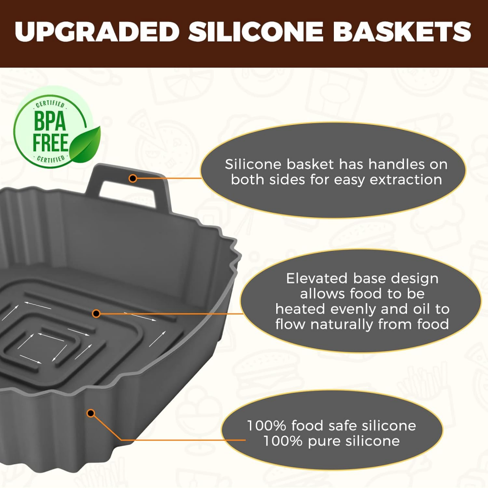 Silicone Mould for Hot Air Fryer Air Fryer Liners Reusable Instead of Airfryer Baking Paper Parchment Paper Hot Air Fryer Accessories Suitable for Ninja Foodi Max, Tefal, Cosori,MY SHOP,Silicone Mould for Hot Air Fryer Air Fryer Liners Reusable Instead of Airfryer Baking Paper Parchment Paper Hot Air Fryer Accessories Suitable for Ninja Foodi Max, Tefal, Cosori