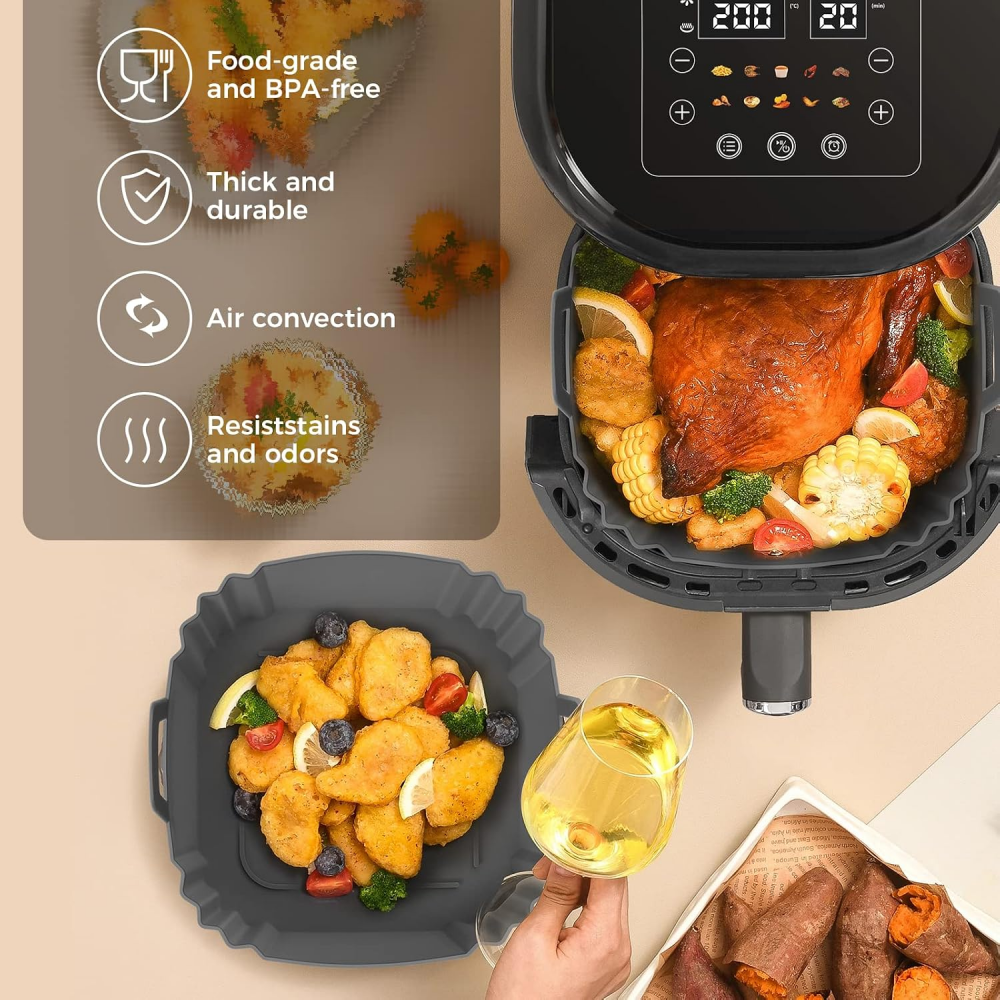 Silicone Mould for Hot Air Fryer Air Fryer Liners Reusable Instead of Airfryer Baking Paper Parchment Paper Hot Air Fryer Accessories Suitable for Ninja Foodi Max, Tefal, Cosori,MY SHOP,Silicone Mould for Hot Air Fryer Air Fryer Liners Reusable Instead of Airfryer Baking Paper Parchment Paper Hot Air Fryer Accessories Suitable for Ninja Foodi Max, Tefal, Cosori