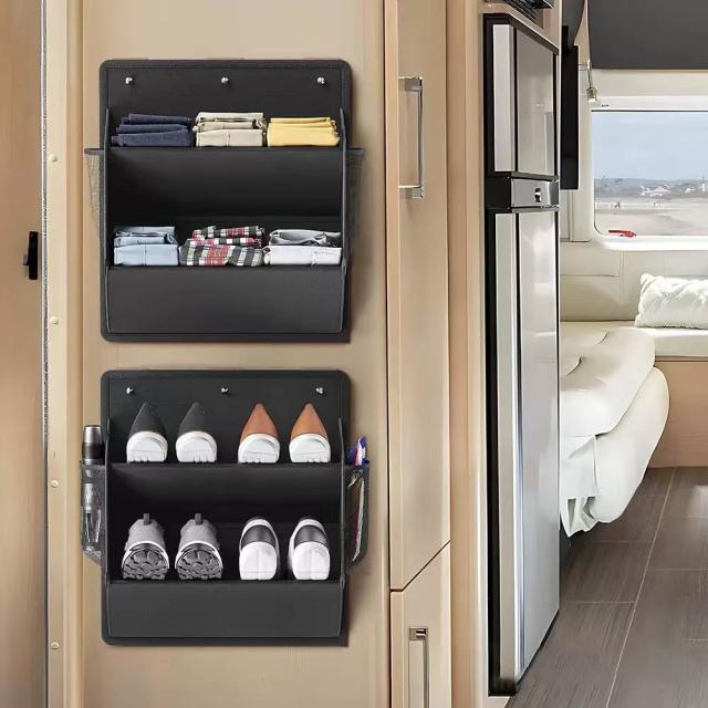 Cross-border RV wall-mounted storage rack, organizing bag, RV shoe rack, double-layer RV shoe organizer for wholesale,Kaquanfei,Cross-border RV wall-mounted storage rack
