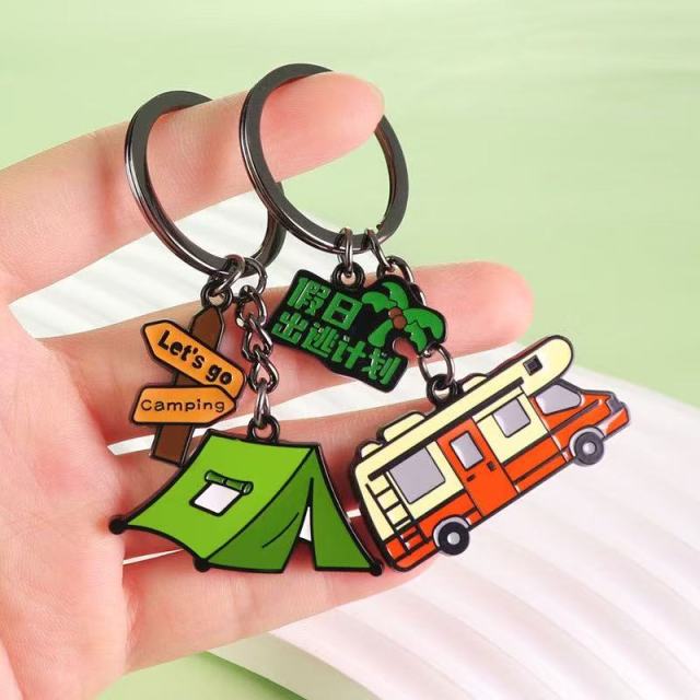 Camping Gear Metal SmallTent RV Outdoor Keychain,Kaquanfei,Tent RV Outdoor Key chain