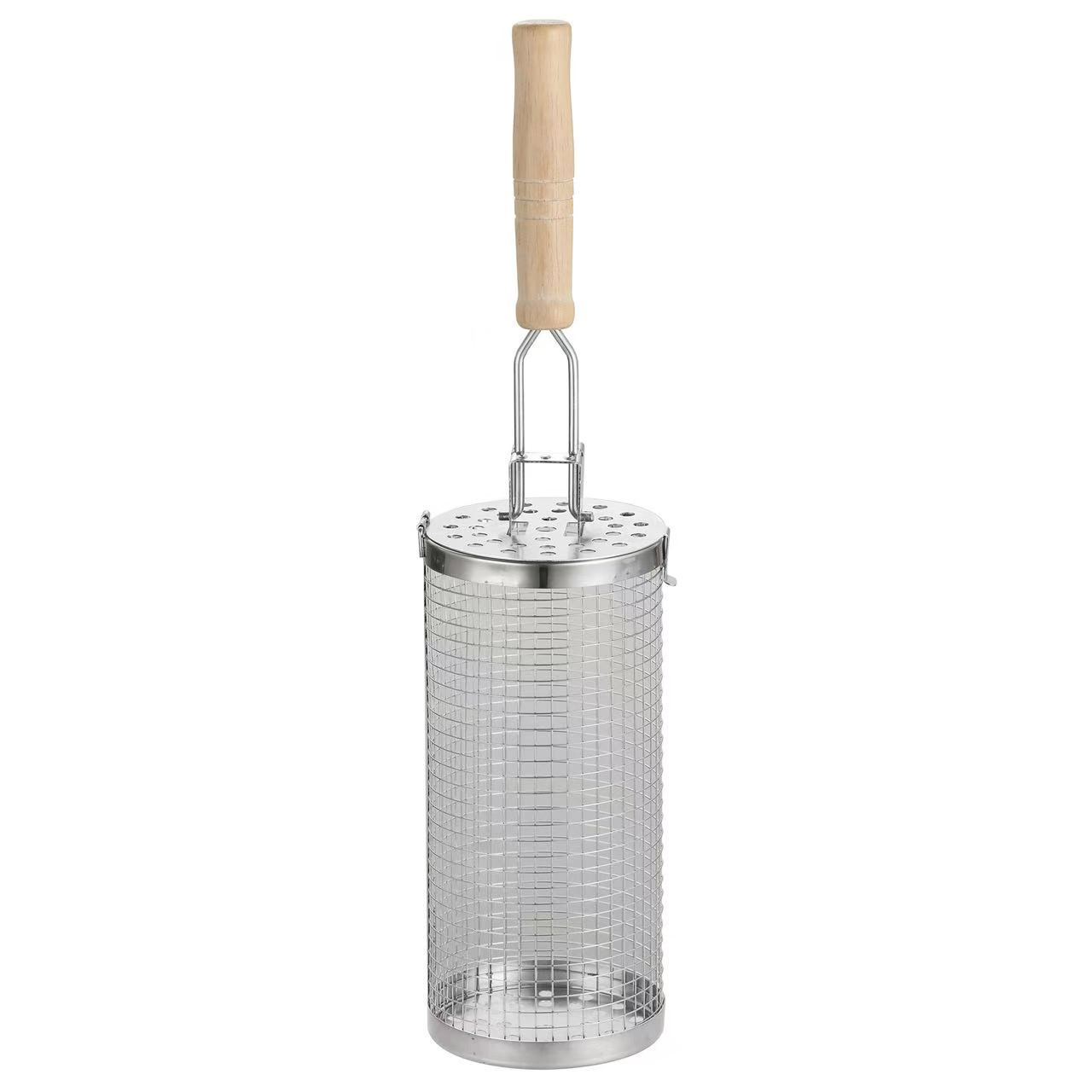 lindrical Rotating BBQ Grill with Wooden Handle, Stainless Steel Portable Rolling Outdoor Camping Grilling Grid,Kaquanfei,lindrical Rotating BBQ Grill with Wooden Handle,