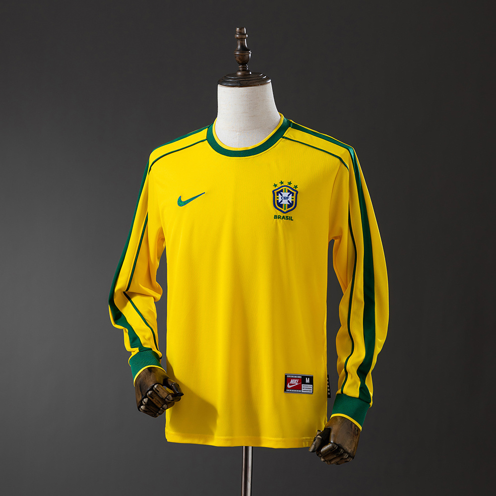 1998 Brazil Long Sleeve Home Jersey