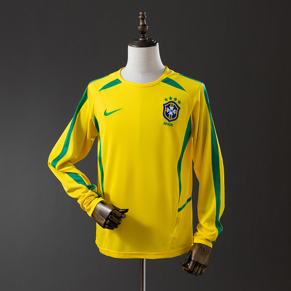 2002 Brazil Long Sleeve Home Jersey