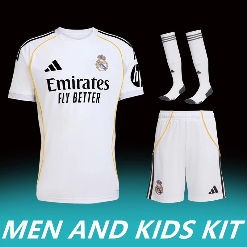 2025/26 Real Madrid Home Men And Kids Kit