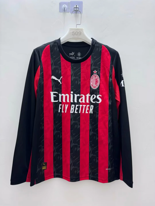 2025/26 Ac Milan Home Long Sleeve Jersey