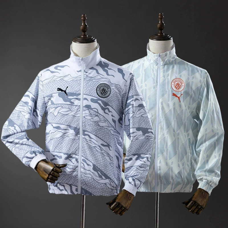 Manchester City Reversible Jacket Windbreaker - White & Mint Green