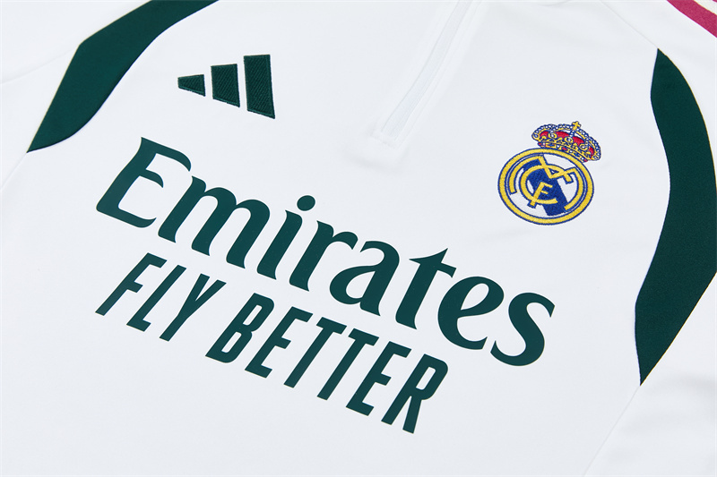 2026 27 Real Madrid White paired with green Tracksuit set adults and kids