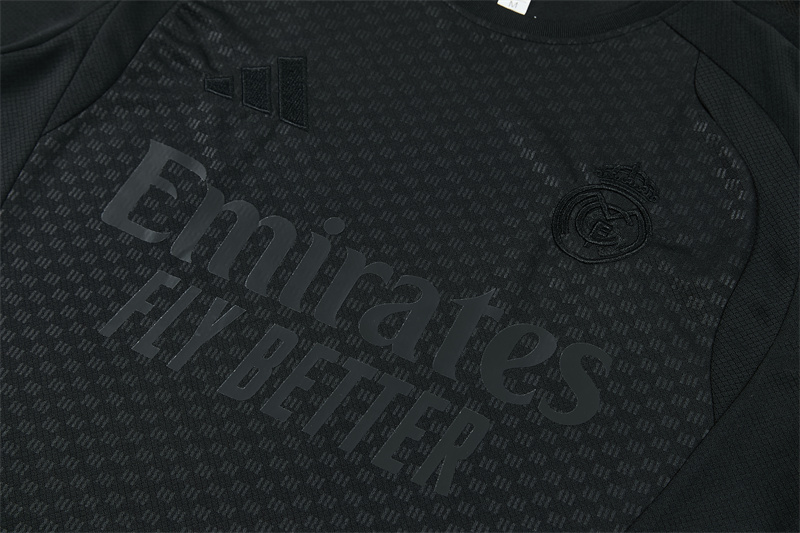 2026 27 Real Madrid black Short Sleeve Football Tracksuit Adults and Kids