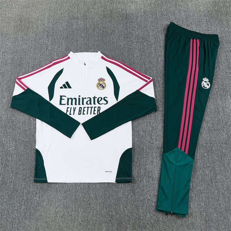 2026 27 Real Madrid White paired with green suit set adults and kids(Player version)