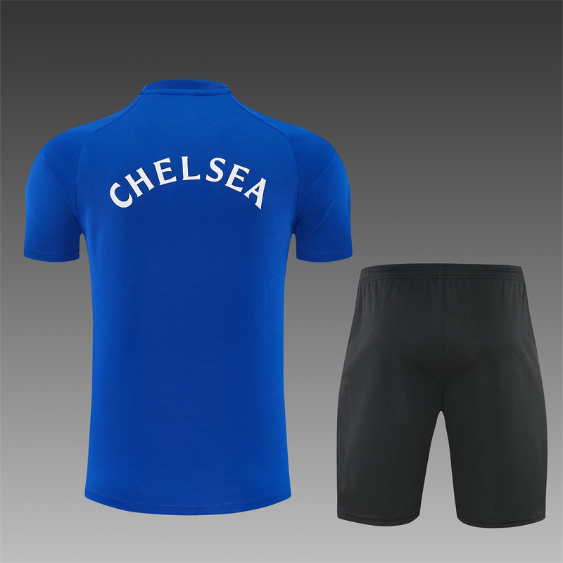 2026 27 Chelsea Variegated Blue Short Sleeve PSG Football Tracksuit for Adults and Kids